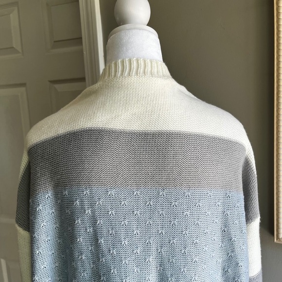 Striped Open Front Cardigan Sweater Long Sleeve Knitwear Duster - Picture 9 of 9